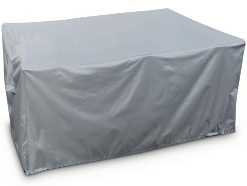 Kingsbridge Rectangular Garden Furniture Table Cover 600D Heavy Duty Fabric, Double Stitching, Waterproof, Anti UV, Breathable, Rip Proof, Grey Outdoor Patio Furniture Protector 120 x 65 x 75cm