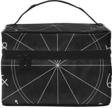 YUNKOU Zodiac Sternbild Make-up-Tasche tragbare Kosmetiktasche für Frauen große Kapazität Reise Make-up Koffer Organizer, Schwarz, Einheitsgröße