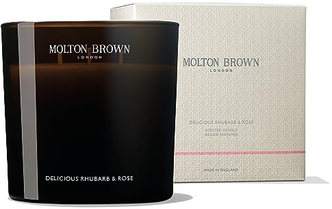 Molton Brown Delicious Rhubarb & Rose Große Luxus-Duftkerze im Glas 600 g