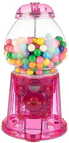 11-Inch Translucent Gumball Machine - Coin-Operated Candy Dispenser Vending Machine and Piggy Bank by Great Northern Popcorn (Pink)