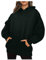 LUNULE Hoodies Damen Oversize Pullover Damen Kariertes Hemd Damen Wintermantel Einfarbig Langarm Rundhals Pullover Mit Kapuze Herbst Winter Pullover Decke (Army Green, 4XL)