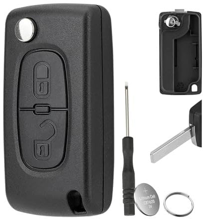 2 Buttons car key fob case For Peugeot 107 206 407 307 607 For Citroen C2 C3 C4 C5 C6 C8 Xsara (Blade HU83 CE0523) with Screwdriver key Ring Battery CR1620