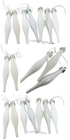 20 x WHITE Christmas Tree Tear Drop Droplet Baubles Decorations -Plastic Glitter Icicle
