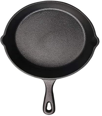 PACUM Wok-Pfanne, Gusseisenpfanne, Bratpfanne, Gusseisentopf, bestes robustes, professionelles, gewürztes Pfannenkochgeschirr zum Braten, Braten, Kochen (Größe: Grauer Wolf) vision