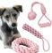 DOYS Premium Hundespielzeug 3er Set Seilspielzeug für kleine mittlere große Hunde Welpenspielzeug aus 100% natürlichen Materialien interaktives Hunde Spielzeug, Dog Toys, hundezubehör (Rosa Groß)