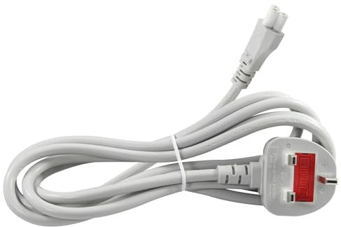 UK Cloverleaf 3 Pin Power Cable For Laptop chargers 2M, Mains Power Cord lead For PC, Scanners, Printers, TV Power Cable