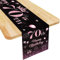 Tischläufer 70. Geburtstag Frau Schwarz Rosa Happy 70th Birthday Tischband zum 70 Geburtstag Frauen Ihr Geburtstag Feier Party Dinner Tisch Leinen Tuch Tischdecke Deko Zuhause Küche, 180x35 cm Lang