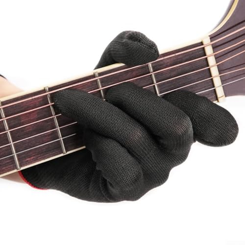 SMZhomeone Linkshänder-Gitarrenhandschuhe mit schmerzfreiem Fingerschutz, Musiker-Bass-Handschuh (Größe M)