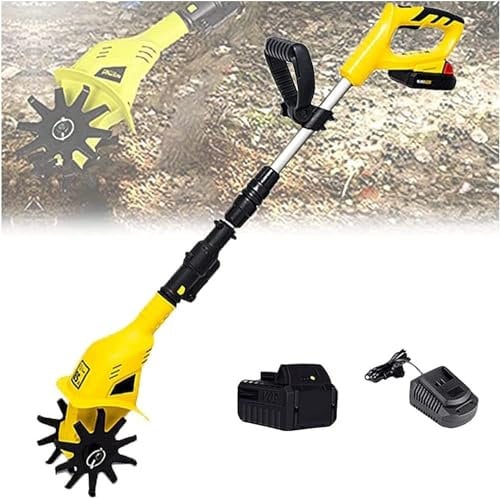 LNNW Tiller Rotavator Motocoltivatore manuale for microtiller agli ioni di litio da 20 V Motozappa agricola for uso domestico Piccola zappa elettrica Rototiller (4ah) coltivatore di terreno Attrezzo d