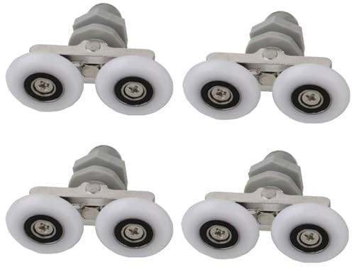 Leliafleury 4PCS Double Sliding Roller 27mm Shower Door Rollers Shower Door Wheel for Bathroom