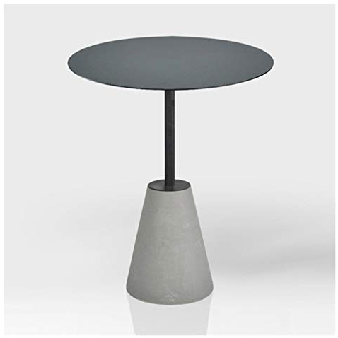 ZENY896V Couchtisch Moderne Akzent-Seite-Endtisch Industrielle Stil Zement-Eisen-Sofa-Beistelltisch Wohnzimmer Balkon Kleiner runder Tisch, 15,7 × 21,7 Kaffeetisch(A)