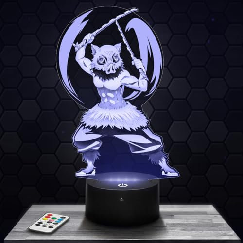 LED-Nachttischlampe Inosuke Wildschwein, Geschenkidee für Teenager, Accessoire Inosuke Wildschwein Manga Anime Jugendzimmer Jungen Deko Büro Geschenkidee Teenager Weihnachten