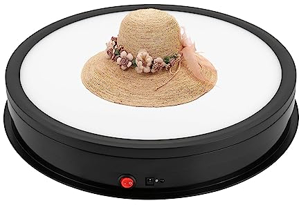Drehteller Elektrisch,Drehbarer Display-Ständer mit Led-Licht,Automatische Drehteller mit Fernbedienung für Fotografie Live-Video Schmuck-Display (Schwarz)