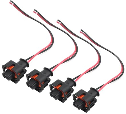 Ollanoos 4Pcs Injector Connector Plug Pigtail, 2 Pin Pre Wired Diesel Injector Plug Replacement for Vauxhall Vivaro 1.9 CDTI Injectors Replaces 1928403874
