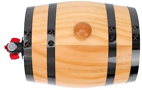 LABRIMP Stainless-Steel Wood Oak Whiskey Barrel Beer Wine Storage Cask Home Bar Decor