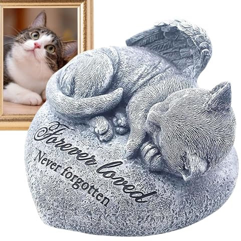 Katze Grabstein | Sonnenfeste, wasserdichte Gartenstatue für Katzen Forever Loved, Never Forgotten Cat Memorial Statue, Cat Memorial Ornament