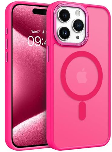 GaoBao Cover per iPhone 15 Pro Max 6,7, [Compatibile con Magsafe] Custodia Opaco Magnetica Sottile e Traslucida, Protezione Antiurto e Antigoccia, Protettiva Anti-Impronta, Rosa Caldo
