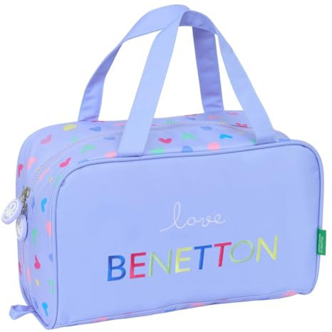 Safta BENETTON LILA - Beauty case rettangolare con manico, beauty case per bambini, adattabile al carrello, ideale per bambini dai 5 ai 14 anni, comodo e versatile, qualità e resistenza, 31 x 14 x 19