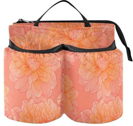 Getränkehalter Koffer verstellbar orange Dahlie Blume Becherhalter Tasche für zwei Kaffeetassen für Weltreisende