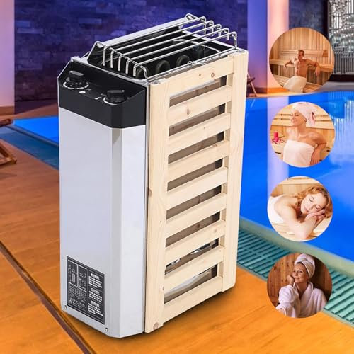 Stainless Steel Electric Sauna Heater, 3KW/3.6KW Dry Steam Bath Sauna Stove Heater, Internal Control Type Heating Tool for Sauna Room, Timer: 0-180 Min, Applicable Space: 2-4m³,3.6KW