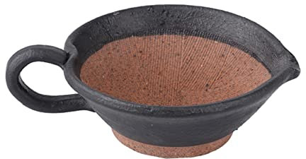 Lijiaxiuyc-101 mortier Ensemble de mortier et Pilon en céramique Suribachi et Surikogi avec Bec et poignée Mortier et Pilon Faits à la Main de 4,7 Pouces Cuisine aux épices(Noir)