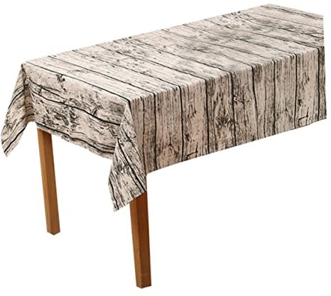 TOPBATHY Vintage Holzoptik Tischdecke Aus Und Leinen Abwaschbare Rechteckige Tischdecke Rustikale Tischwäsche Mit Baumrinde Imitation Für Zuhause Und Besondere