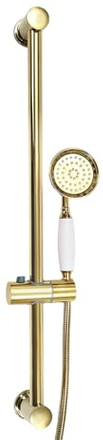 Ensemble de douche, pommeau de douche doré, tuyau de 1,5 m et support de 60 cm, barre de douche en acier inoxydable doré, système de douche pour salle de bain