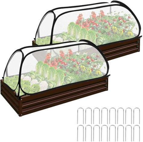 2 Stück Pflanzen Hochbeet Abdeckung, Hochbeet Netz Abdeckung mit 16 Bodennägel, Faltbare Abdeckung für Hochbeet Abdeckung Hochbeet, Hochbeetabdeckungen Schutz für Gemüse, Blumen, Früchte von Tieren