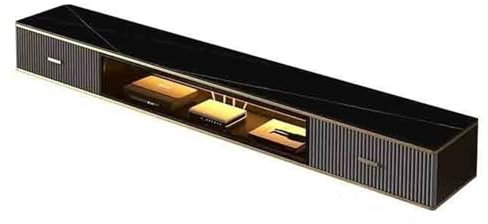 Floating TV Stand Wall Mounted Suspended TV Cabinet, Modern Floating TV Stand with LED Lights, Floating Entertainment Center with Glass Door and Storage for Under TVs Floating TV Console(Black,200x25x