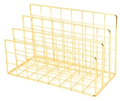 WEOKDFHA Zeitungsständer Metall-Aufbewahrungskorb, minimalistischer Buch-Organizer-Korb, Büro-Desktop-Kleinigkeitenhalter, Roségold, Zeitungs-/Magazinständer(Gold S)