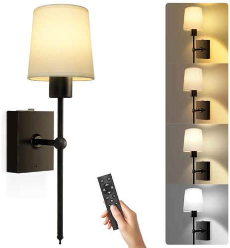 Toowell Rechargeable Wall Lights Indoor Battery Powered Wall Light Battery Operated Wall Sconce Lights,Black Wireless Sconces No Wire for Bedroom Hallway Living Room,1PCS