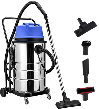 LADECNERHT 1400-W-Werkstattsauger, 64 Liter, 20 Kpa Saugleistung, 3-in-1-Edelstahl-Werkstattsauger, Wassersauger, Teppichsauger, Kompaktes Design Mit Vielseitigen Werkzeugen