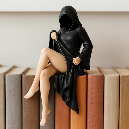 KARLOR Escultura gótica para mujer con túnica negra, sexy gótica femenina, escultura, decoración de mesa, estatua, figura de niña, adornos, Halloween, escritorio, estantería, decoración del coche (B)