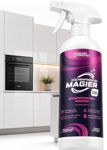 GLORYPURE KÜCHEN-FRONTEN MAGIER HOCHGLANZ 750 ml Maxi-Grösse | Professioneller Spezialreiniger für hochglänzende Küchenfronten, streifen- und schlierenfreie Oberflächen | Anti-Fingerprint