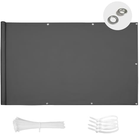 SUN BLOCK Schermi Protettivi Frangivista Balcone 90x100cm,Copri Ringhiera Balcone Esterno per Privacy e Sicurezza Telo Frangivista per Recinzione Adatto per Balconi e Ringhiere e Giardino,Antracite