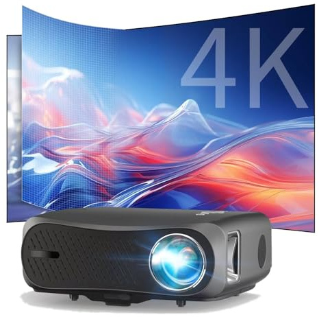 4K Smart Daylight Visibile Proiettore 5G WiFi Bluetooth, 1600 ANSI Lumen Nativi 1080P HD Proiettori di film per esterni, Android TV con app Keystone 4D, Zoom, Giochi Home Theater 200 pollici, soffitto