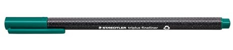 STAEDTLER 334-38 Fineliner triplus Dreikantschaft im Kartonetui, metallgefasste Spitze, circa 0,3 mm, 10 Stück, Seegrün