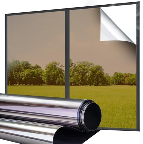 Lifetree One Way Window Film Privacy: Mirror Window Tint Film, Heat Daytime Privacy Film for Glass Windows, UV Reflective Anti Glare Film Clear, Sun Blocker for Home Office (Brown, 60 * 200cm)