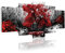 DekoArte 267 - Impression Sur Toile Moderne D'Images Artistiques | Toile Décorative Pour Votre Salon Ou Votre Chambre | Style Paysage Noir et Blanc avec Des Arbres Rouges Nature | 5 Pièces 200 x 100cm