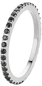 Melano Ring, Vorsteckring SADÉ CZ aus Edelstahl beschichtet mit Zirkonia in Farbe schwarz FR17SSBL (56 (17.8))