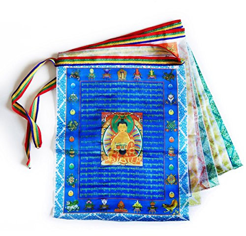 Tibetan Prayer Flags Outdoor Buddhist Meditation Flag 10pcs Satin Wind Horse Lungta Prayer Flags,11x14 inches