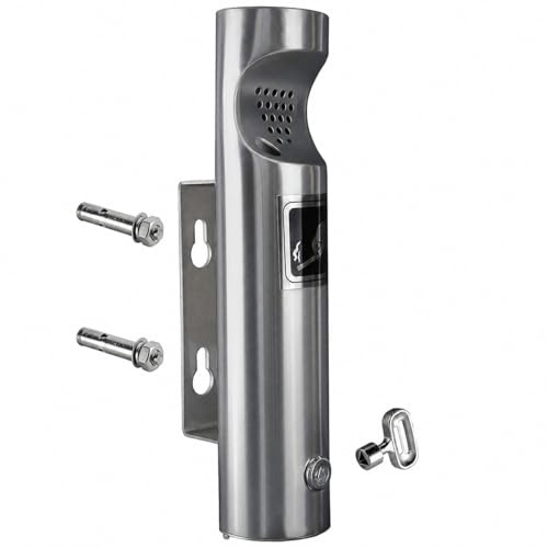 Elitra Outdoor Wall Mounted Cigarette Butt Receptacle - Slim Stainless Steel Smoke Disposal Unit with Lockable Bottom Cover, Discreet Design for Hotels, Offices & Balconies, 11.5 x 2.5 (Silver)
