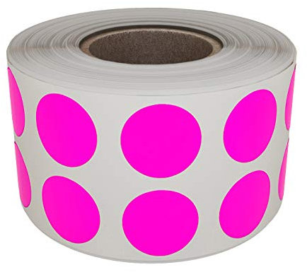 Royal Green Rouleaux D’Étiquettes Autocollantes Rondes Rose Fluo 1.3 cm (13mm) 1 Rouleau Paquet De 1080 Stickers