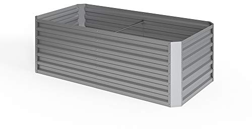 ok-Living Hochbeet Kräuterbeet Gemüsebeet rechteckig 180x90x60cm (LxBxH) Silber Pflanzkasten Frühbeet Aufzucht Beet Garten