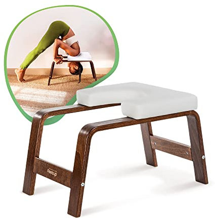 FeetUp Trainer The Original - Yoga kopfstandhocker, Yoga Inversion Bank, Simply and Safely Reverse. Get Fit Relax. Turn Your Yoga Upside Down (Chocolate, White)