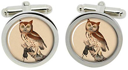 Gift Shop Screech Eule - Rot Eule Manschettenknöpfe in Chrom Kiste