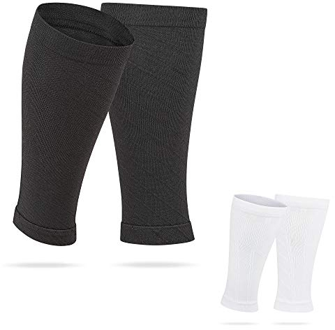 DARX® - 2 Paar - Fussball Schienbeinschonerhalter I Ultimativer Halt der Schienbeinschoner I Wadenbandage, Kompressionsstutzen, Laufstrümpfe, Sport I schwarz & weiß (Unisex/Wadenumfang 30-40 cm)