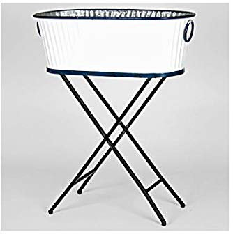 Originals Grand pot de fleurs rétro en métal blanc sur pied