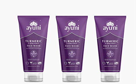Ayumi Turmeric & Bergamot Face Wash. Vegan, Cruelty-Free, Dermatologically-Tested, 3 x 150ml