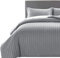 MOONLIGHT20015 Single Duvet Cover Set Reversible Stripes Satin Bedding Set with Pillowcase Soft Hypoallergenic Duvet Covers (Grey 135x200 CM)